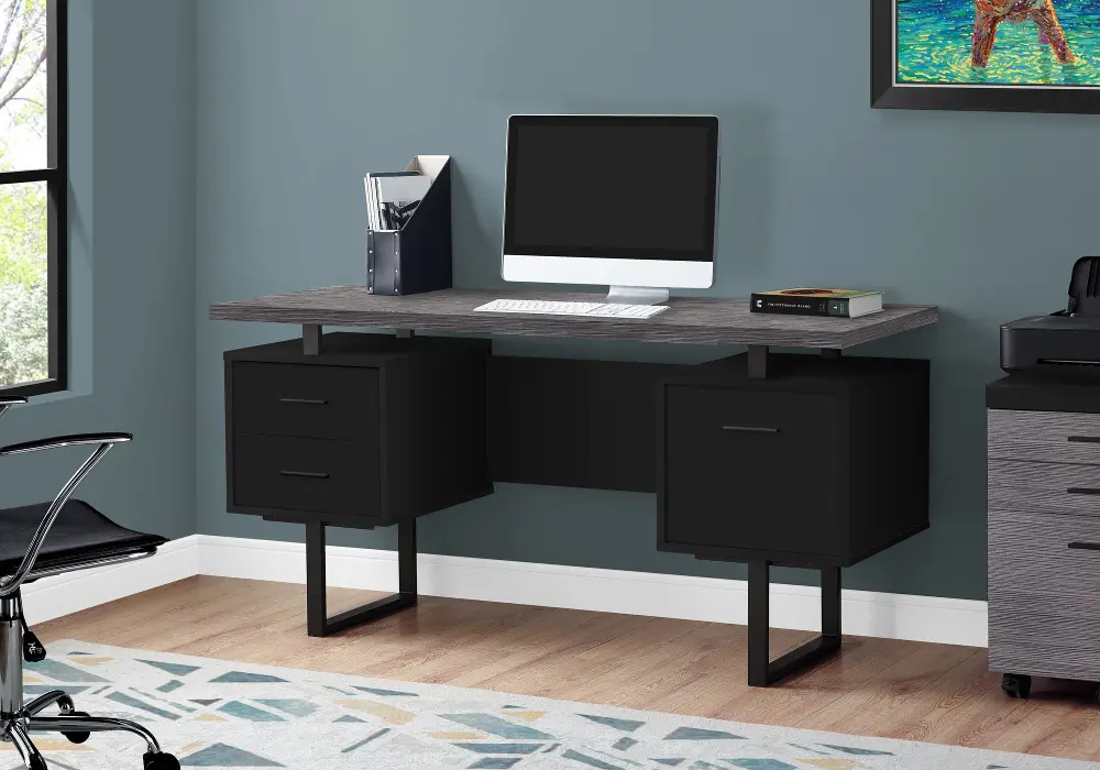 Modern Black and Gray Computer Desk-1