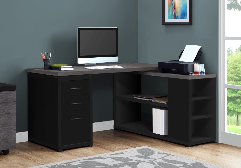 111859212 Modern Black and Gray Right Facing Desk sku 111859212