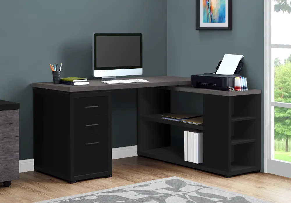 Modern Black and Gray Right Facing Desk-1