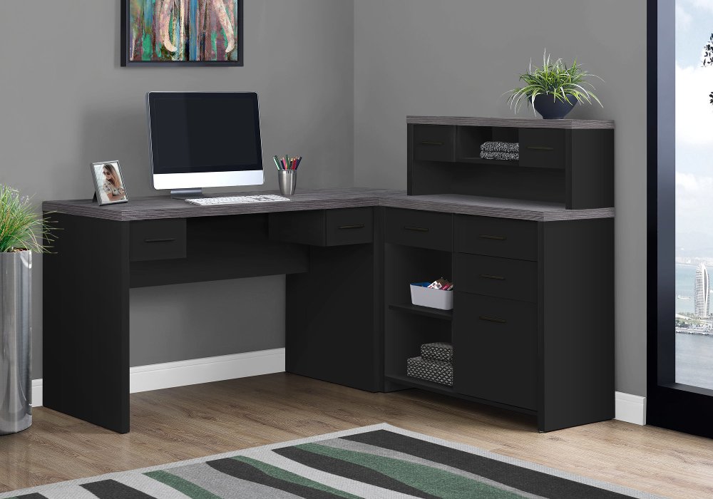 111859247 Contemporary Black and Gray Right Facing Desk sku 111859247