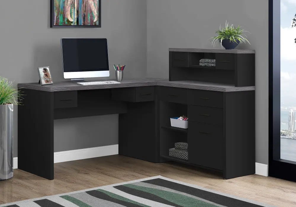 Contemporary Black and Gray Right Facing Desk-1
