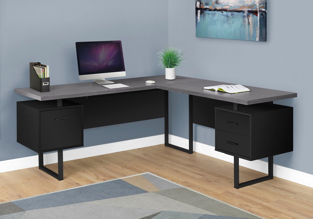 111859298 Black and Gray Right Facing Desk sku 111859298