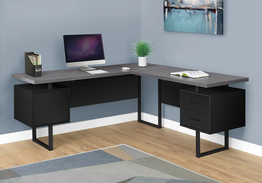 Black and Gray Right Facing Desk-1