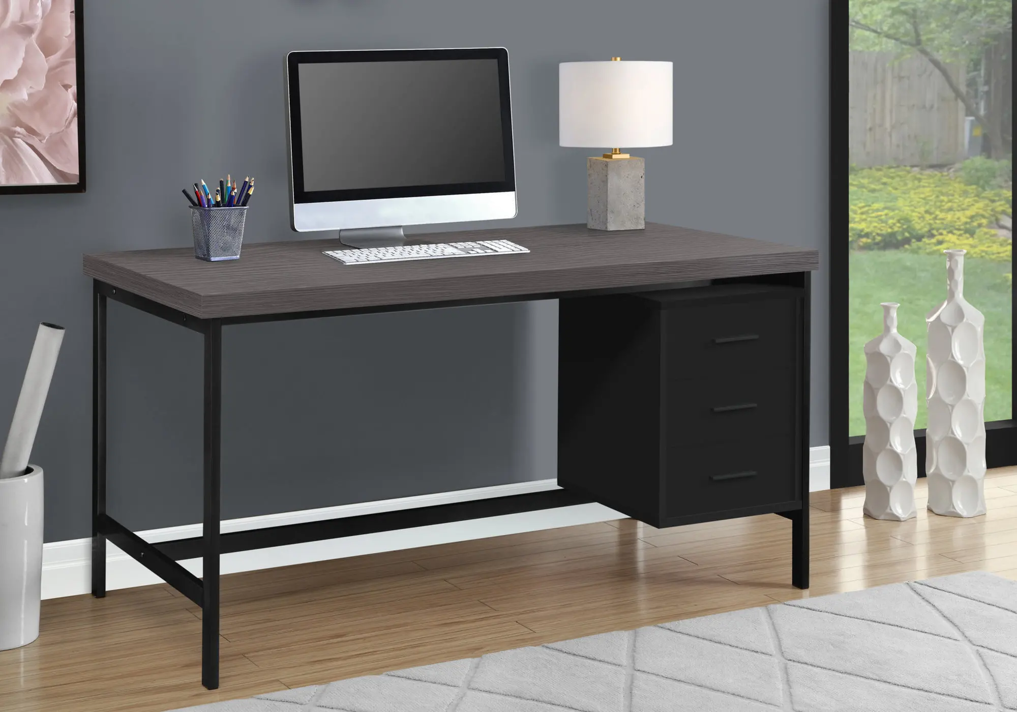 Modern Black and Gray Computer Desk