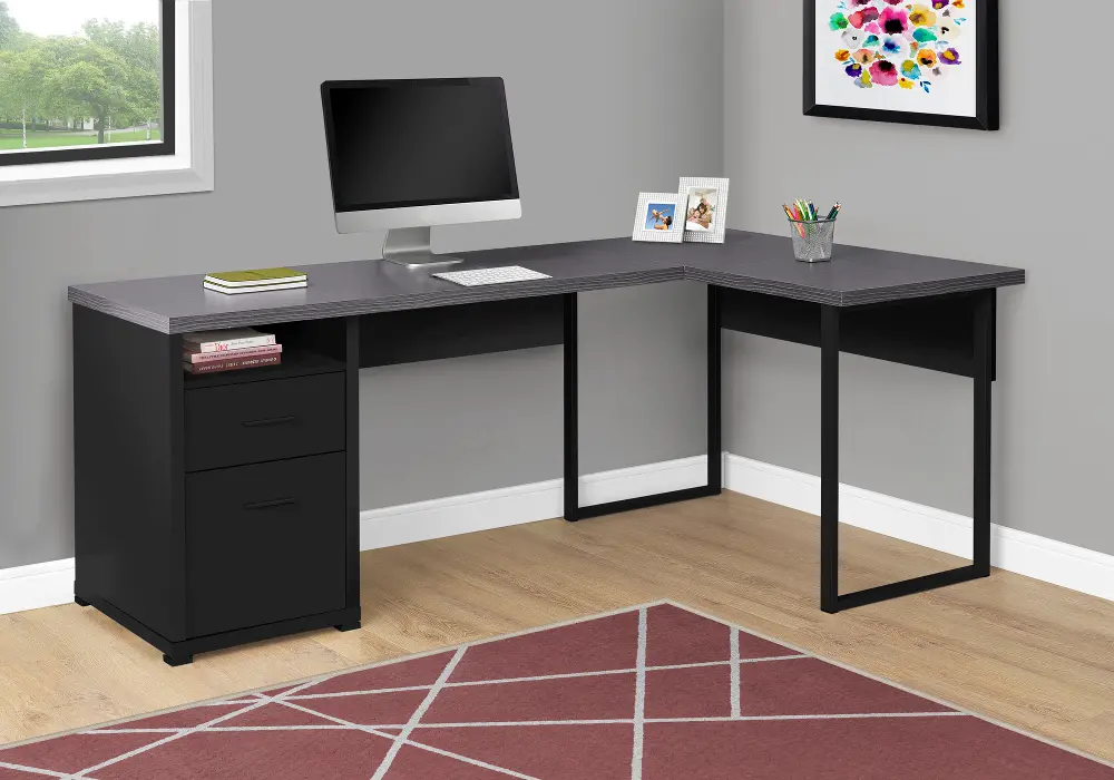 Modern Black and Reversible Desk-1