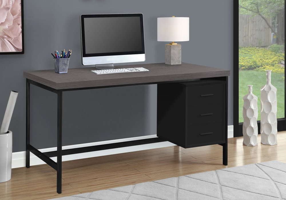 111859433 Modern Black Computer Desk with Gray Top sku 111859433