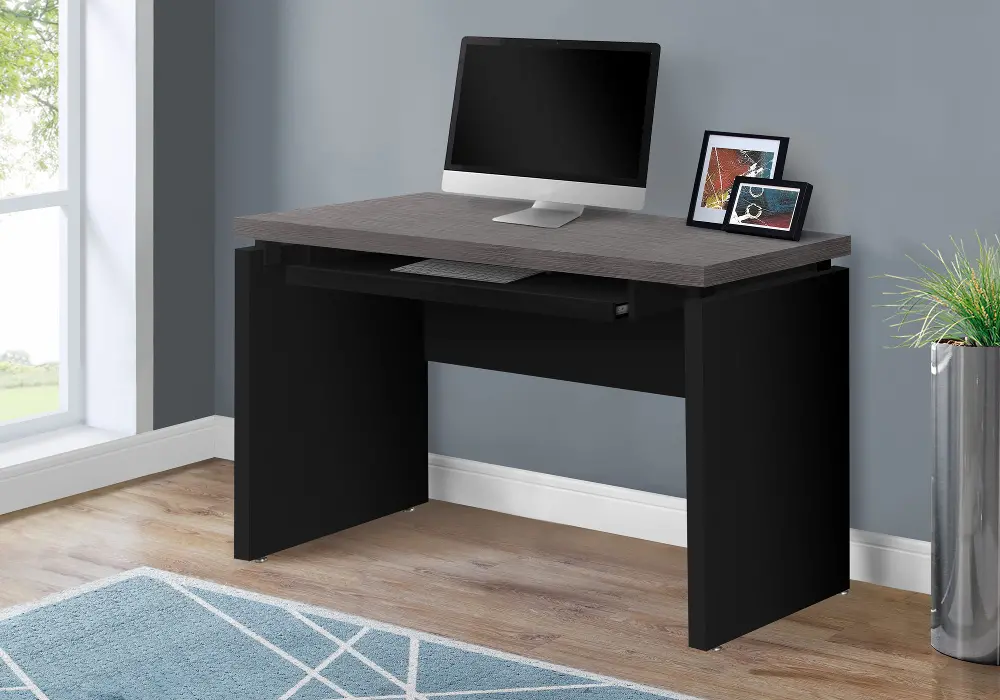48 Inch Black Computer Desk with Gray Top-1