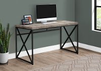 Taupe Reclaimed Wood Desk with Black Metal Base | RC Willey