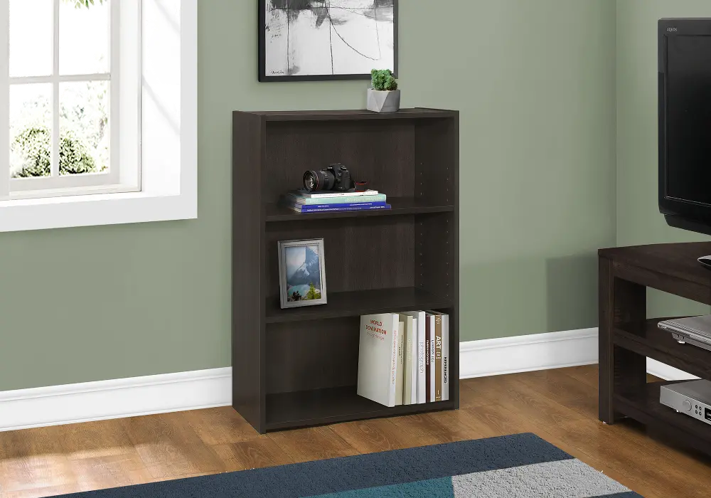 Cappuccino 3 Shelf Bookcase-1