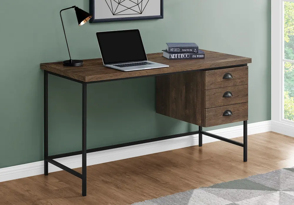 Industrial 55 Inch Brown Computer Desk-1