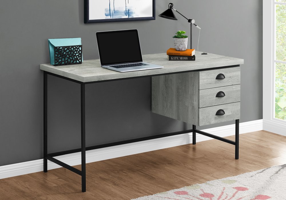 111859875 Gray and Black Metal Computer Desk sku 111859875