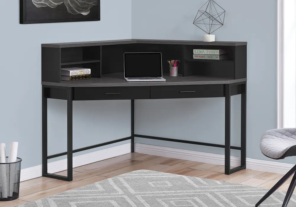 Black and Gray Corner Desk-1