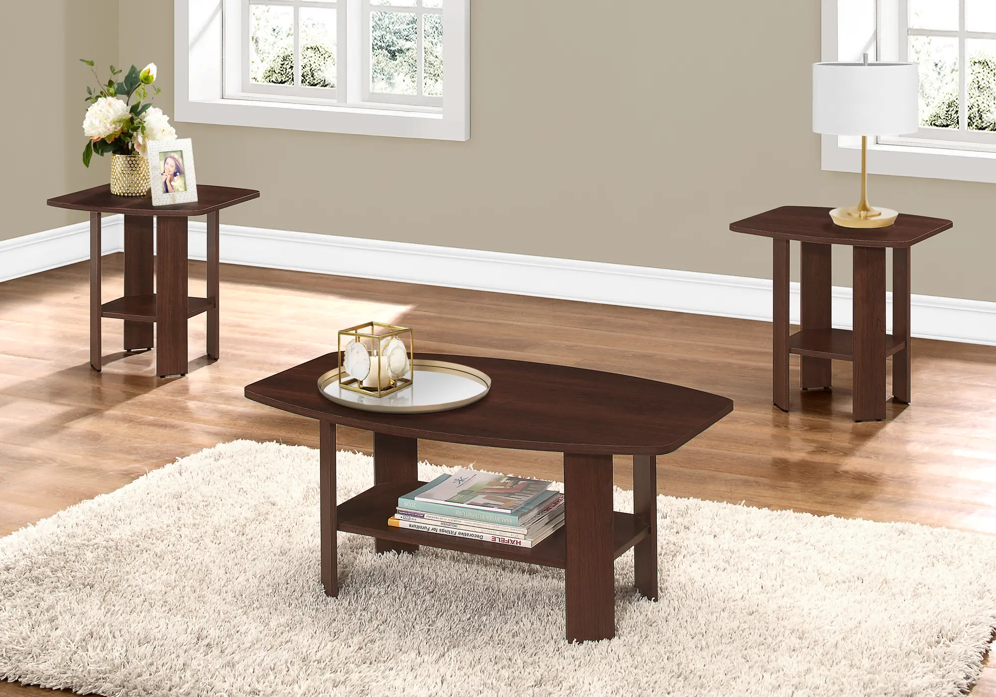 Traditional Cherry 3 Piece Occasional Table Set