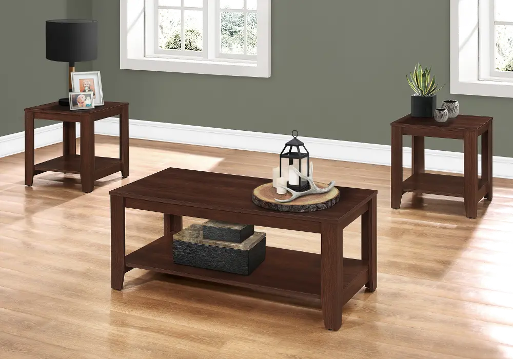 Cherry Wood 3 Piece Occasional Table Set-1
