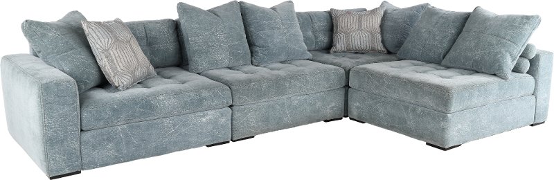 4 Piece Sectional Sofa Noah, Blue Sectional Sofas