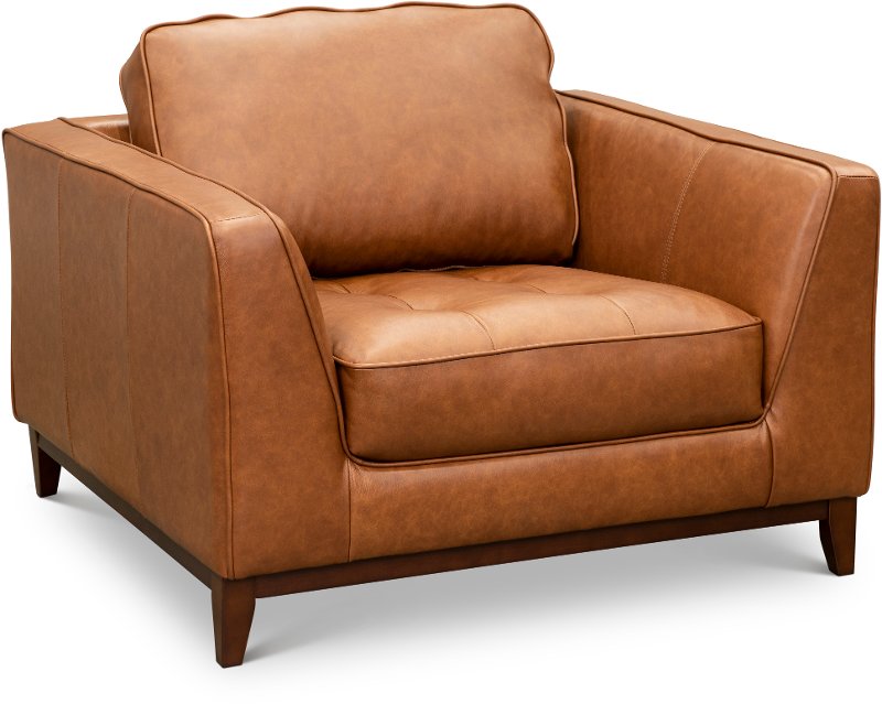 Modern Cognac Brown Leather Chair, Contemporary Leather Chairs