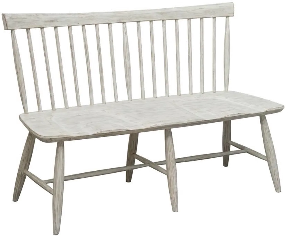 Farmhouse Whitewash Dining Room Bench - Modern Eclectic-1