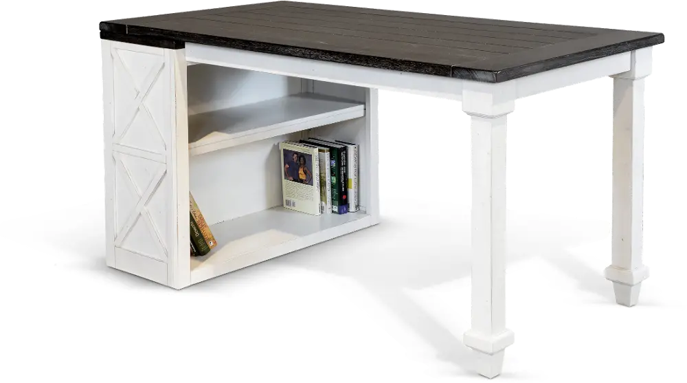 Carriage House White Country Small Bookcase Desk-1