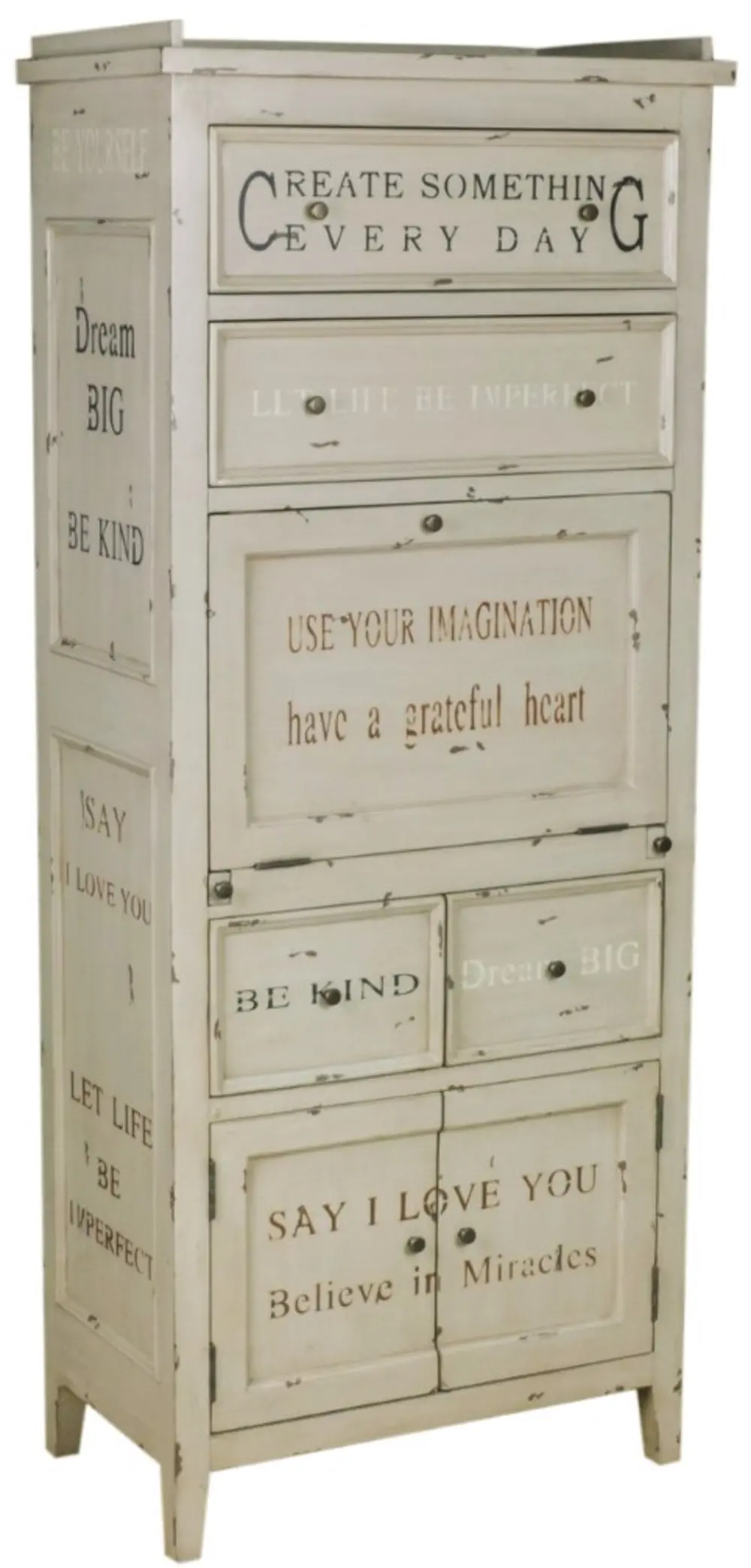 Distressed White Farmhouse Storage Cabinet - Modern Eclectic-1