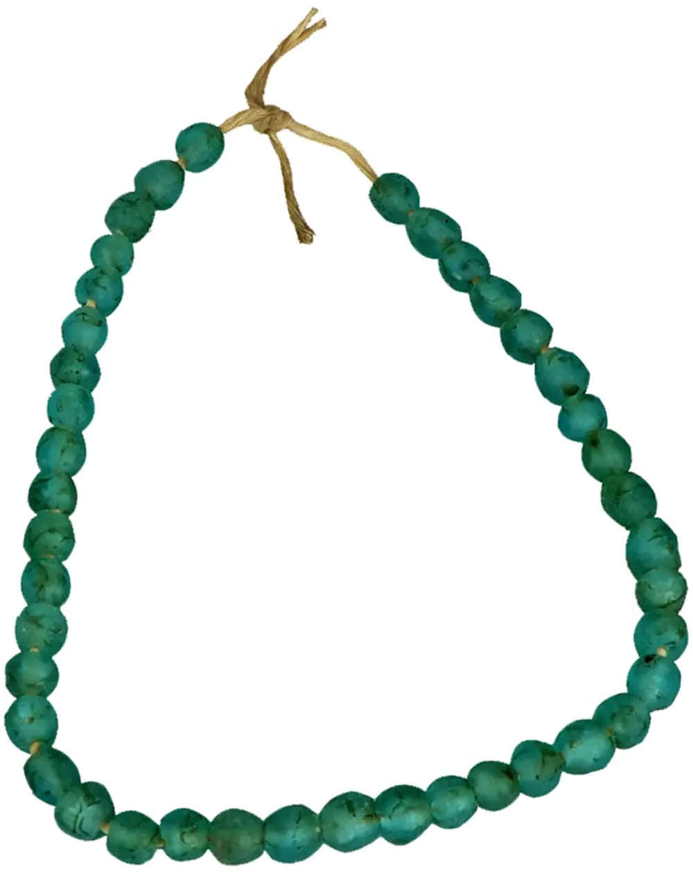7 Inch Aqua-Green African Recycled Glass Bead Strand-1