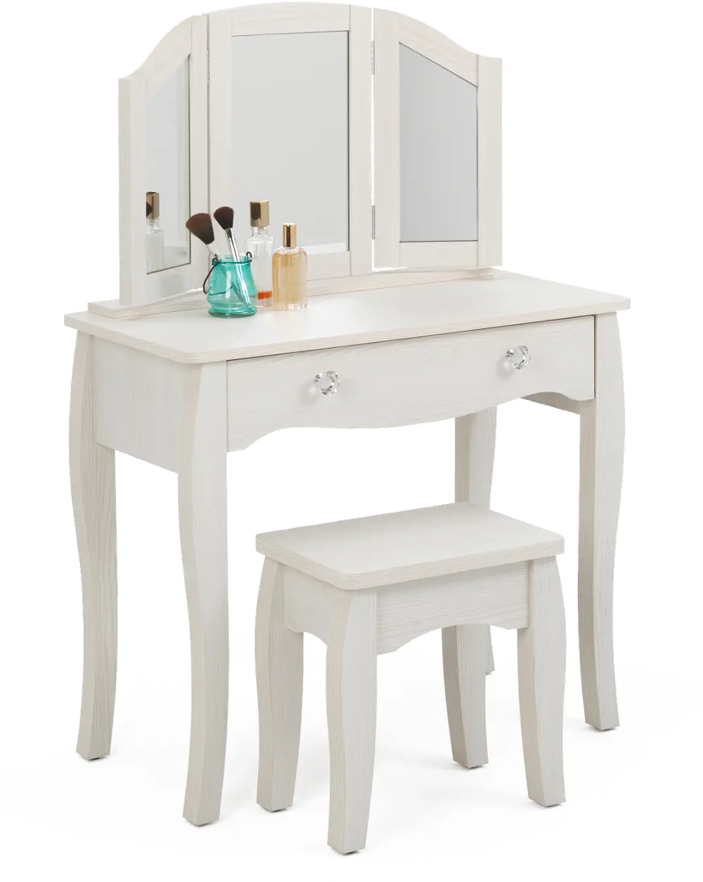 Classic White Vanity with Stool - Lindsay-1