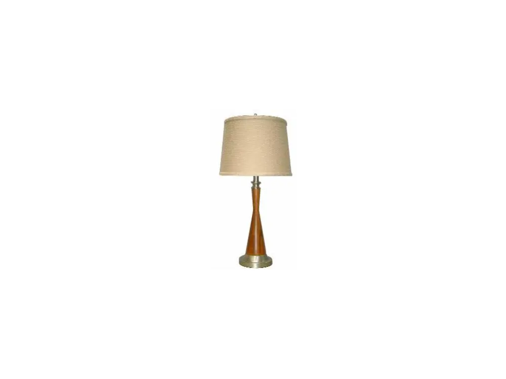 Contemporary Pewter and Oak Table Lamp - Shelby-1