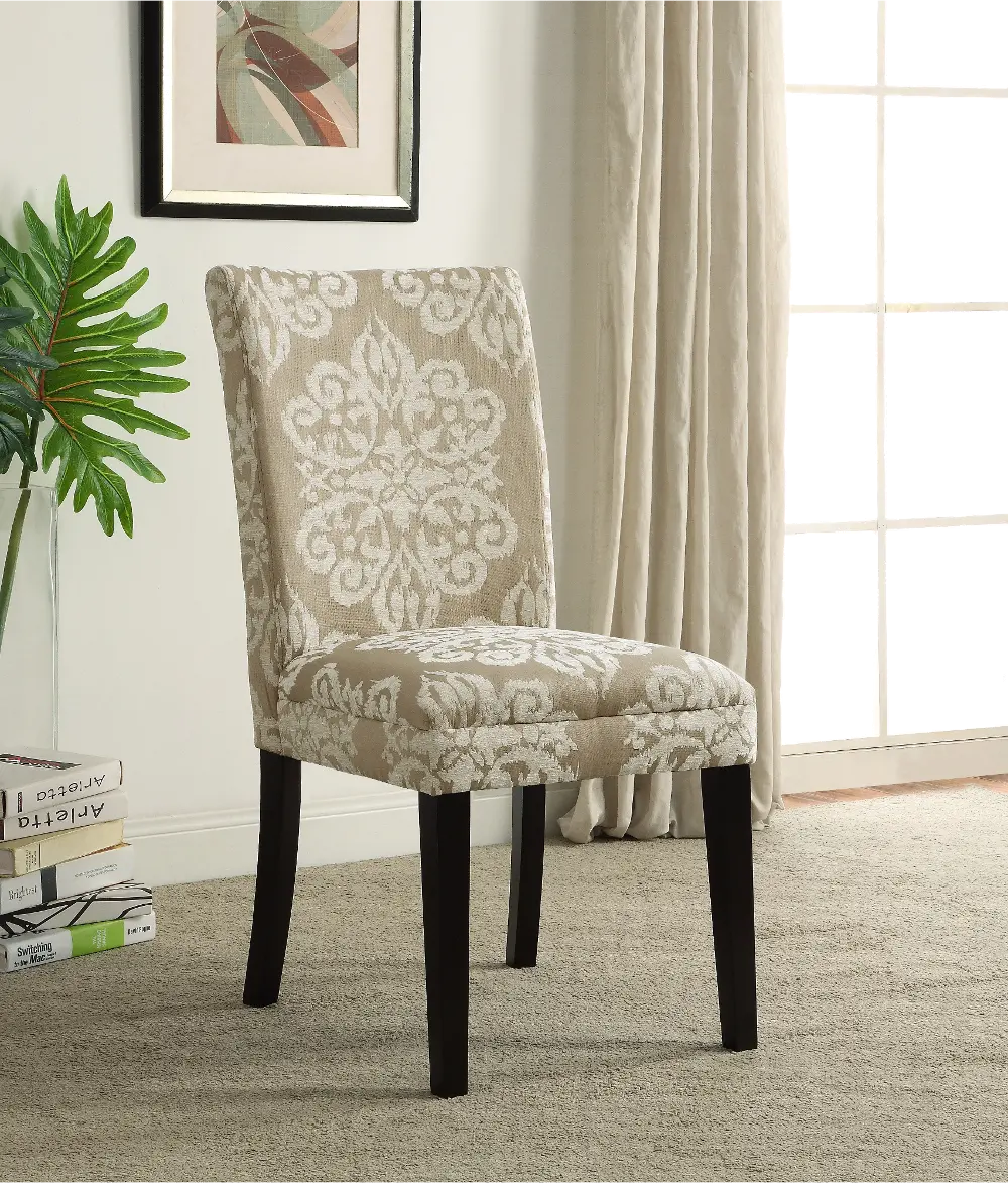 Contemporary Itaki Taupe and Ivory Parsons Chair-1