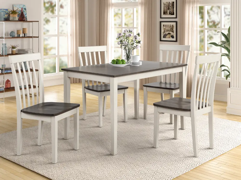 White and Gray 5 Piece Dining Room Set - Brody-1