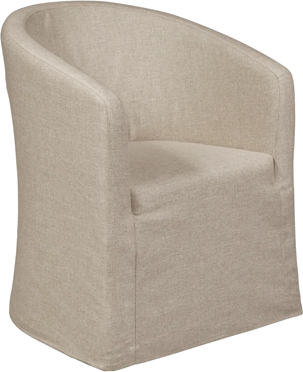 Taupe Upholstered Barrel Style Dining Room Chair - Modern Eclectic-1