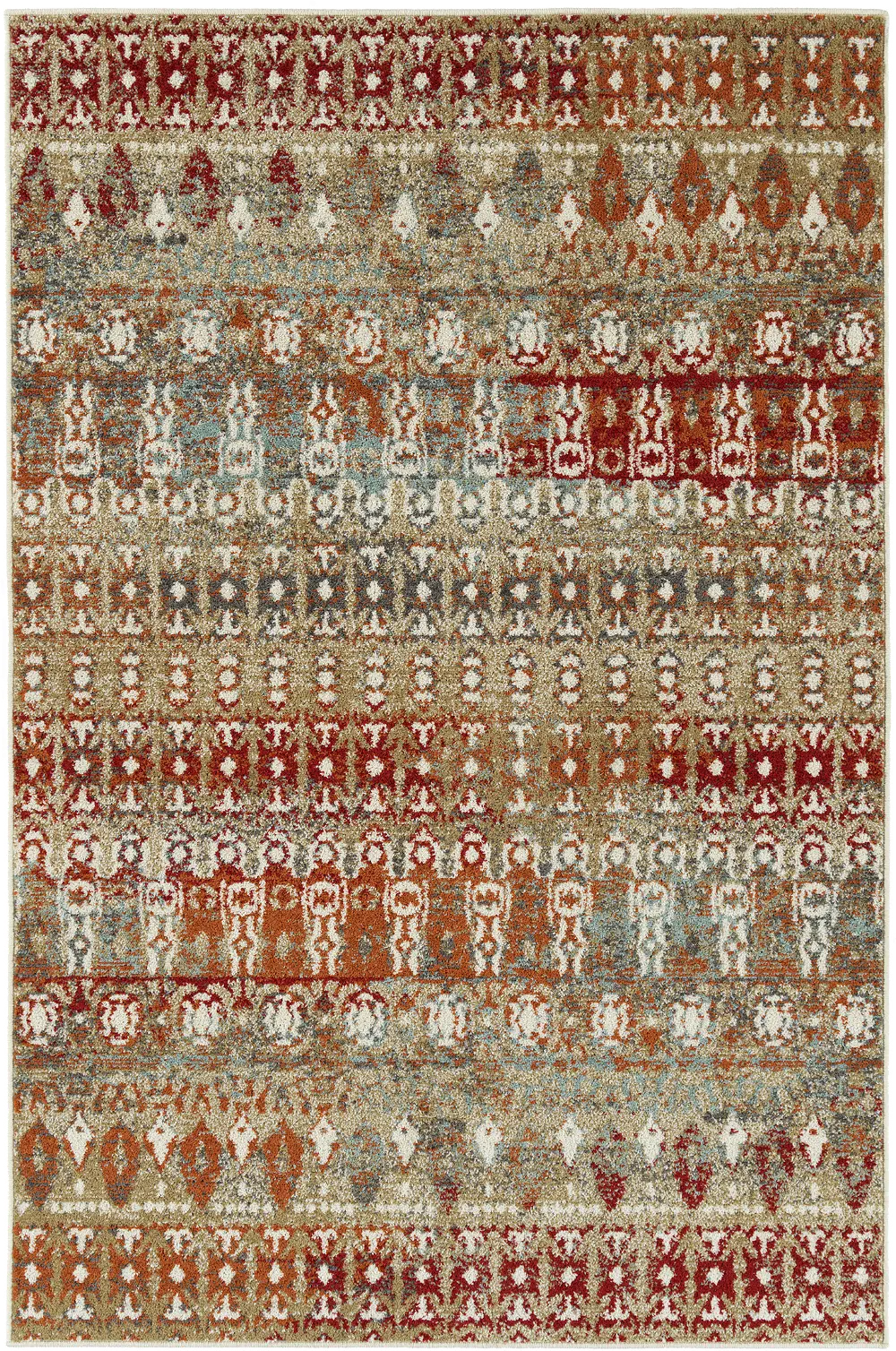 5 x 8 Medium Gold and Red Area Rug - Kavon-1