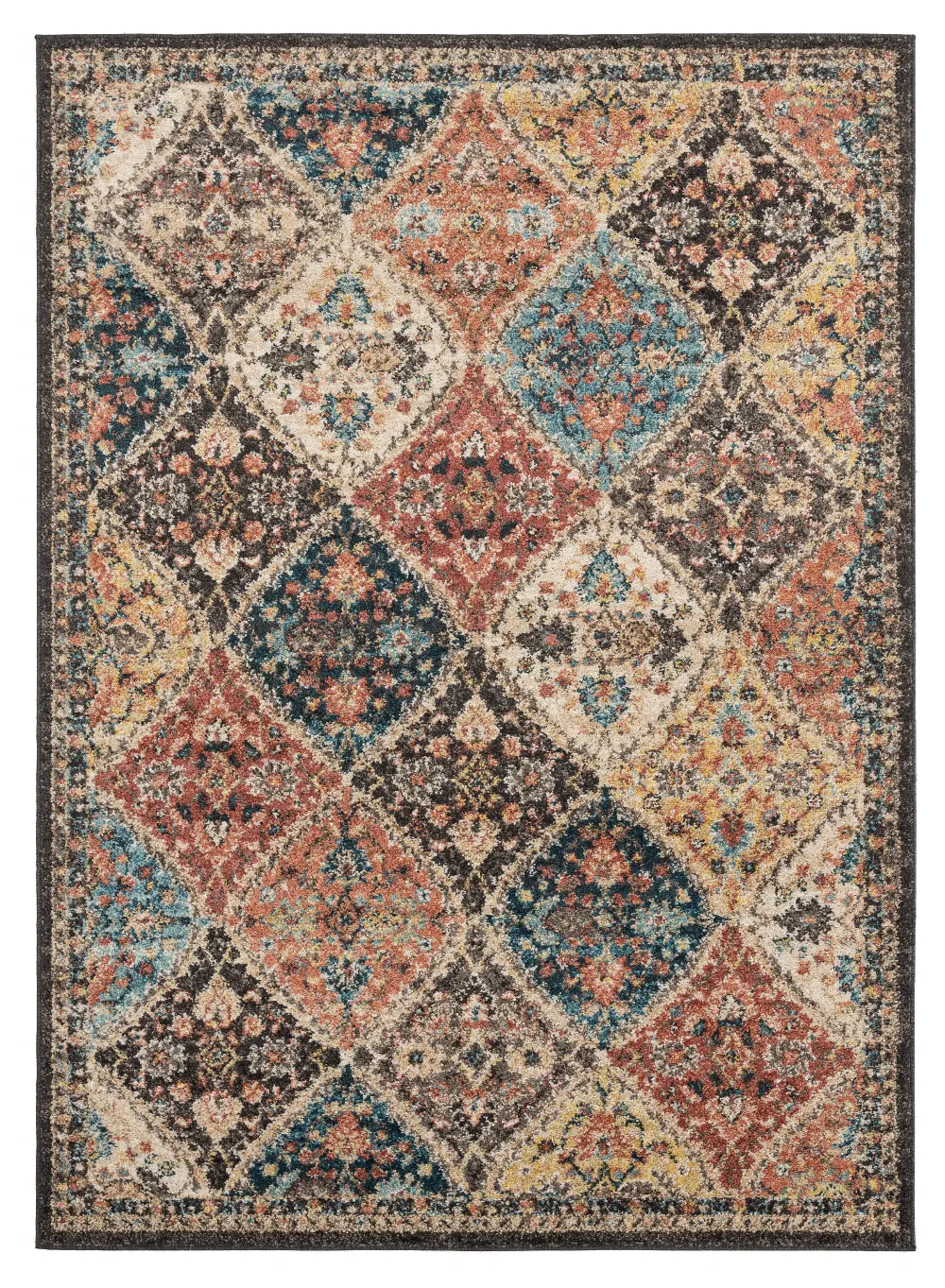Marrakesh 5 x 8 Brick Red, Walnut Brown, and Onyx Area Rug-1