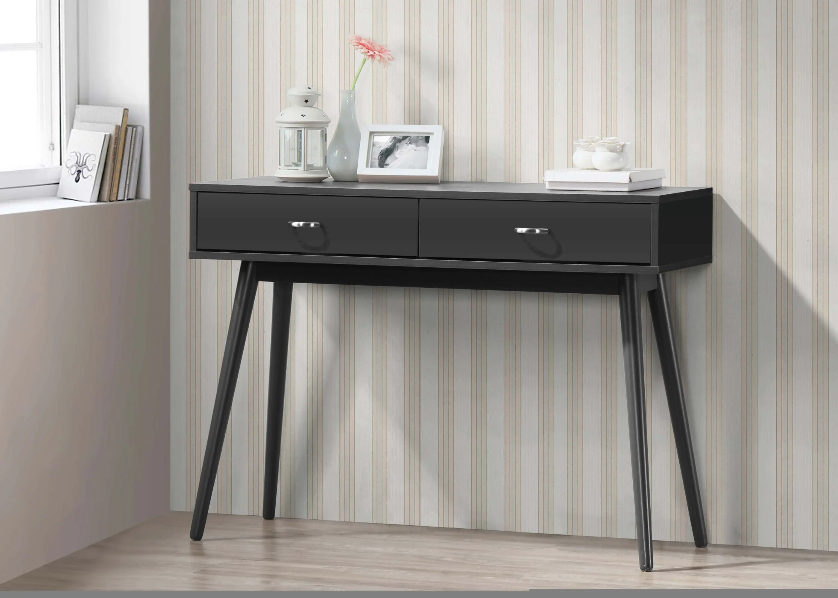 Photos - Office Desk 4D Concepts Black Mid-Century Modern Desk - Montage 159000