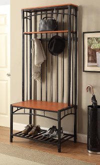 Cherry and Black Metal Entry Hall Bench | RC Willey Furniture Store