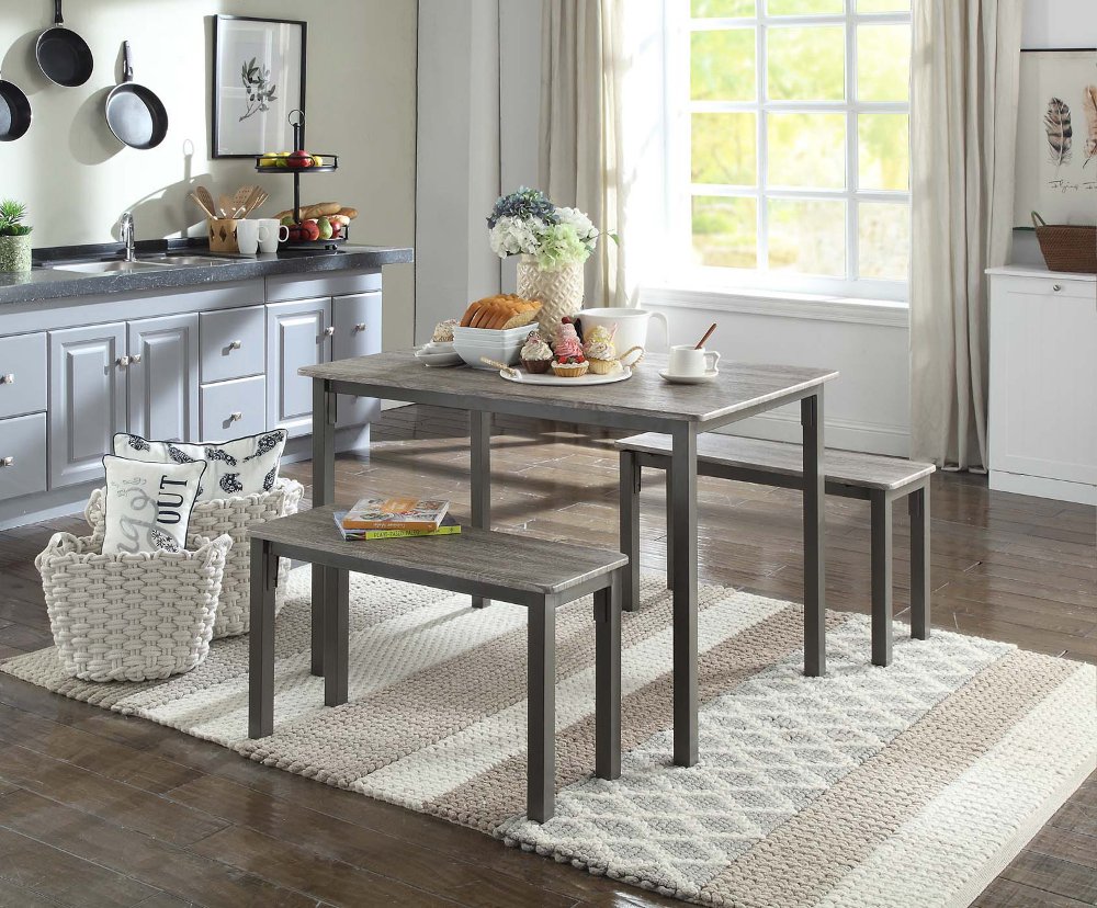 111875579 Brown and Gray 3 Piece Dining Set - Boltzero sku 111875579