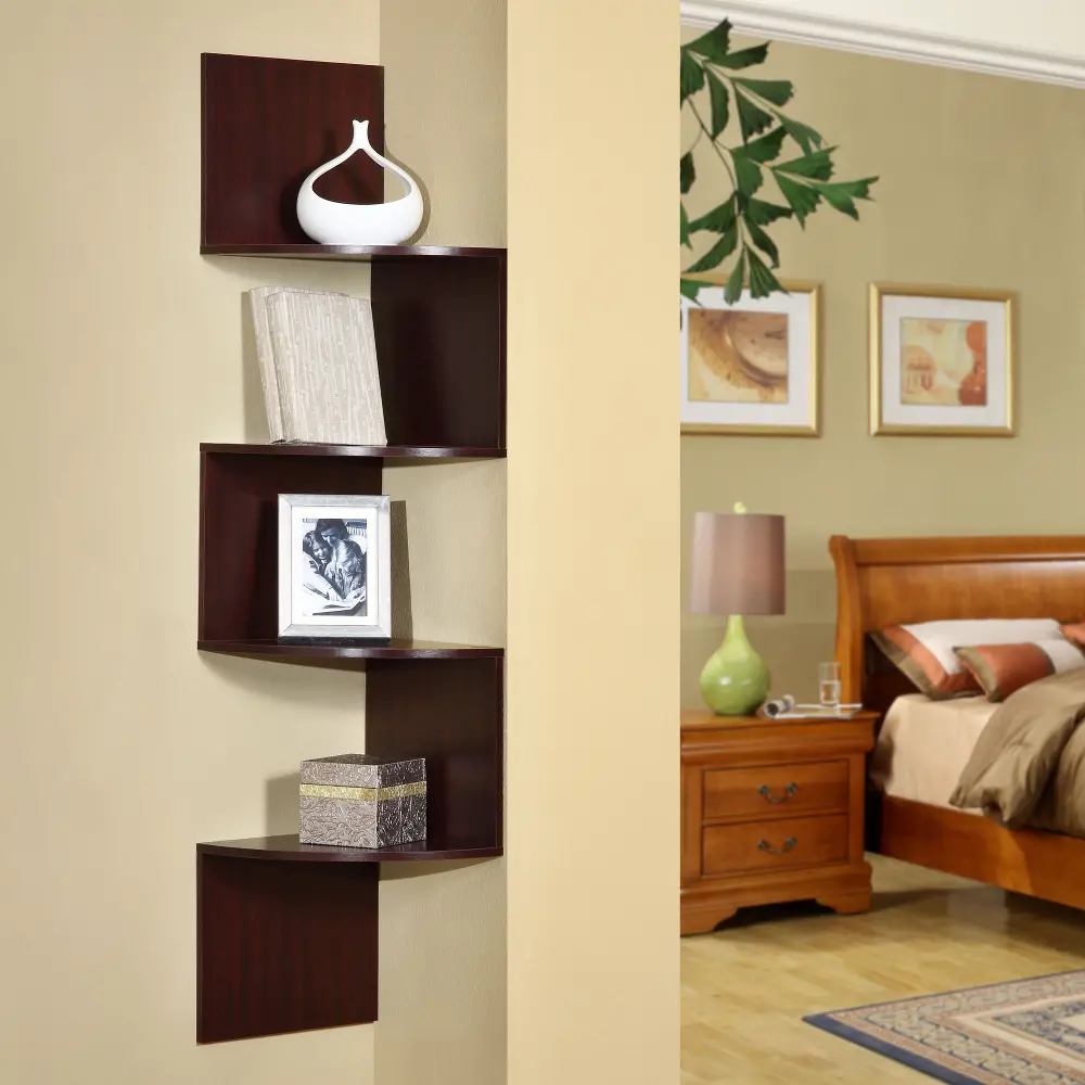 Cherry Hanging Corner Shelving - San Dimas-1