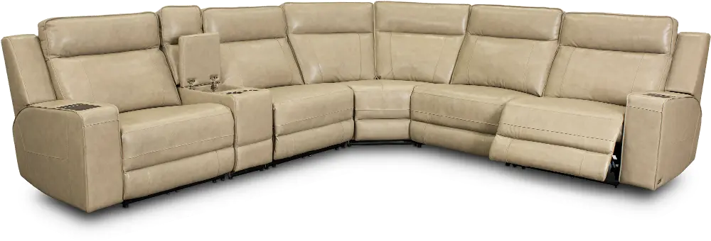 Dynasty 6-Piece Curved Reclining Leather Sectional-1