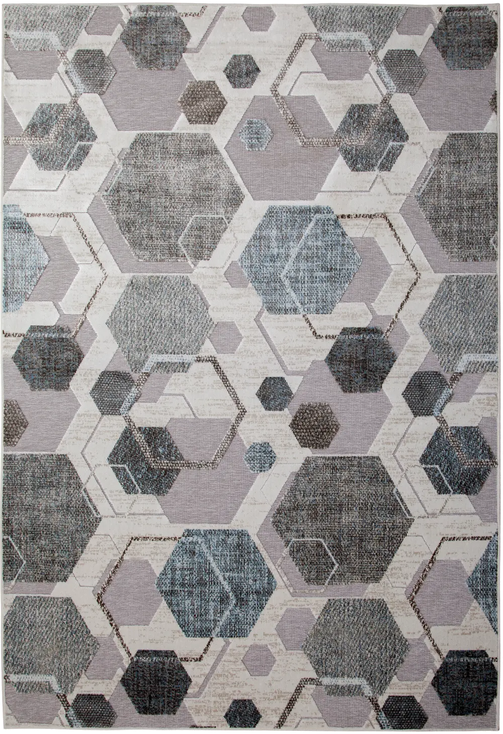 Napa 5 x 8 Gray Hexagon Area Rug-1