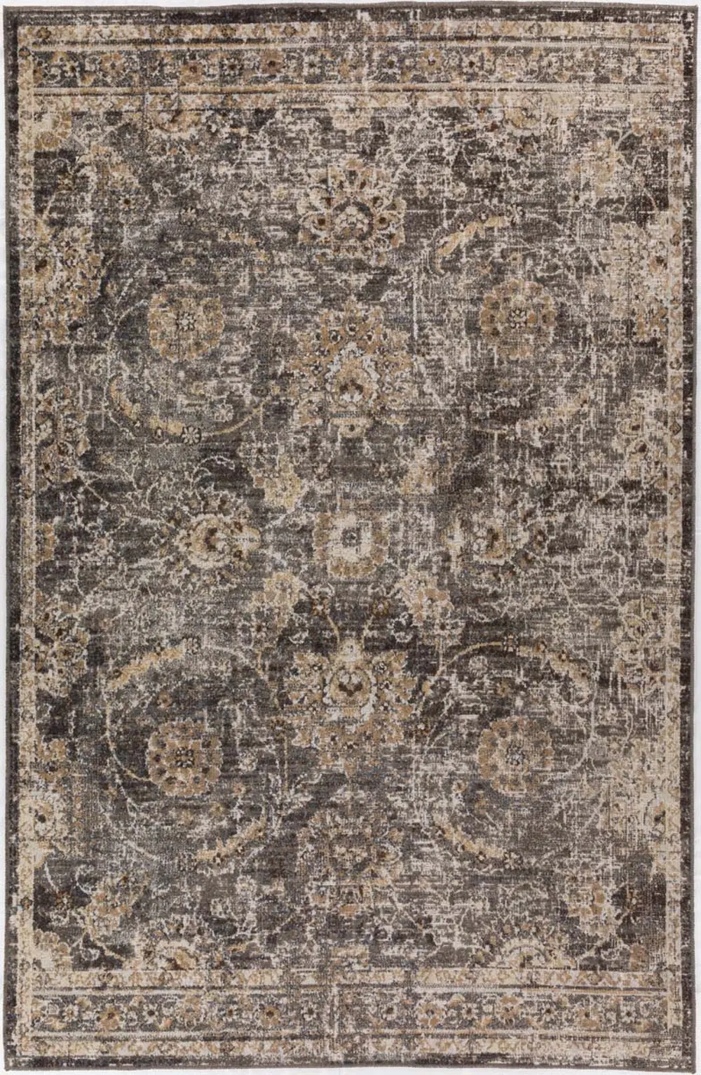 MR2PE5X7 5 x 7 Medium Mocha and Ivory Area Rug - Mercier-1