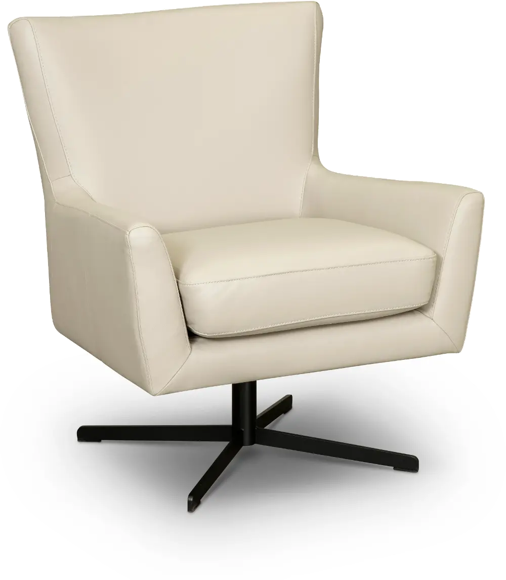 Altamura Mist Gray Leather Swivel Accent Chair-1