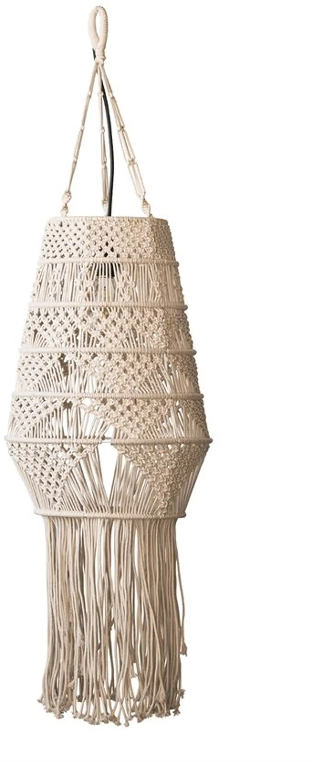 AH0925 Cream Hand Woven Cotton Macrame Pendant Lamp-1