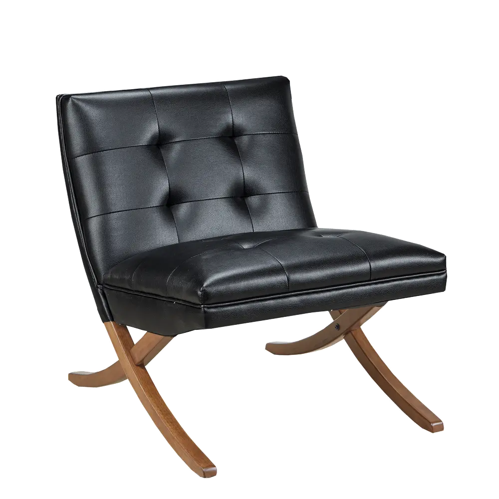 Mid Century Modern Black Faux Leather Accent Chair - Wynn-1