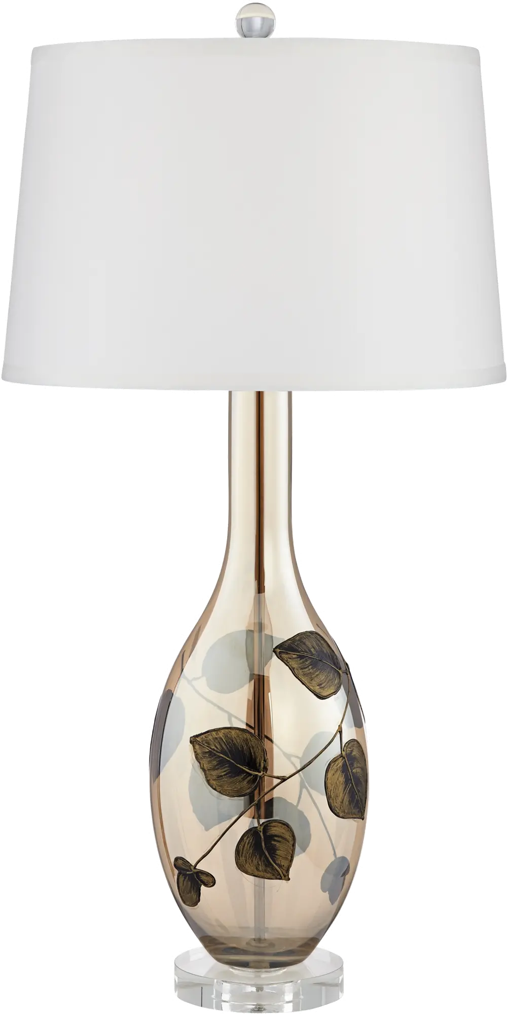 Flower Pattern Embossed Art Glass Table Lamp - Rosie-1