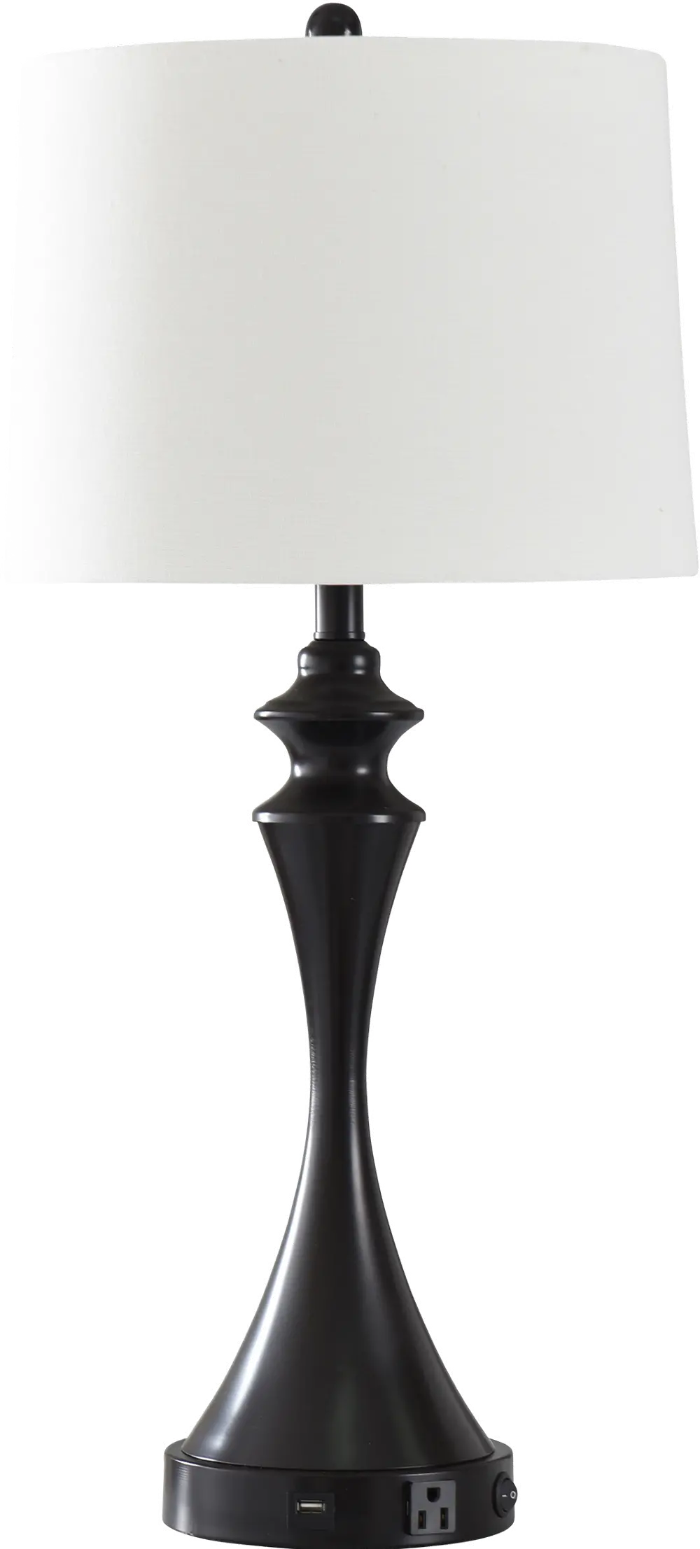 Rubbed Bronze Steel Table Lamp with USB Port and Outlet-1