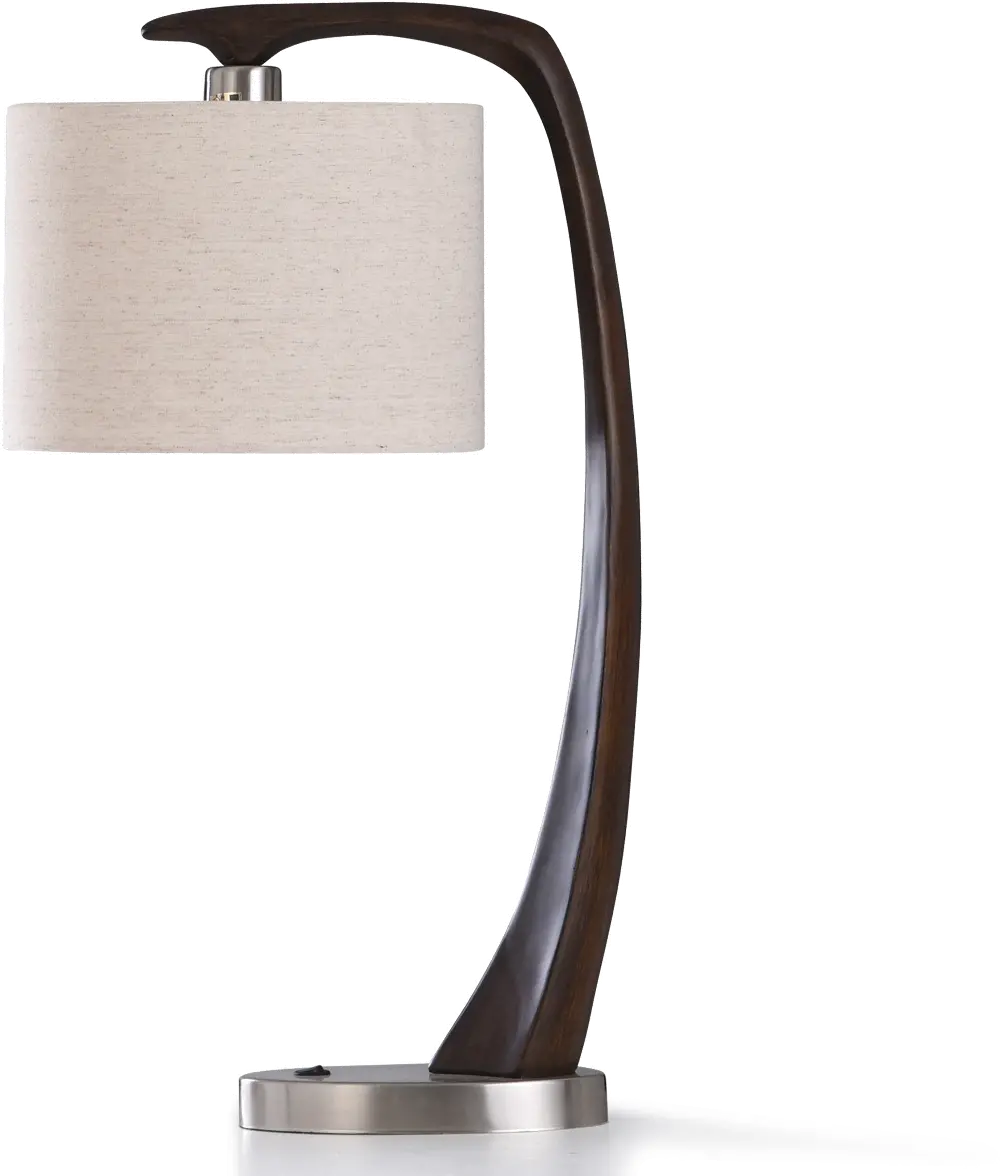 Modern Dark Brown Wood Bridge Desk Lamp-1