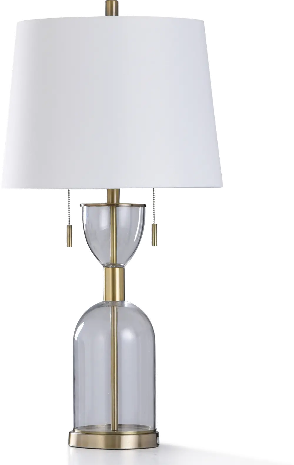 Clear Glass and Brass Hourglass Shaped Body Table Lamp-1