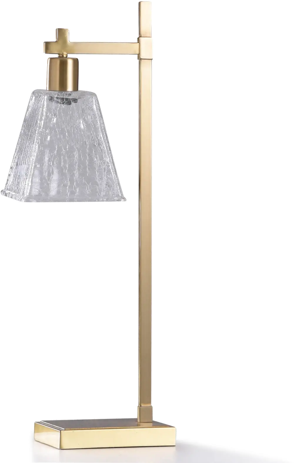 Brass Desk Lamp with Clear Etched Glass Shade-1