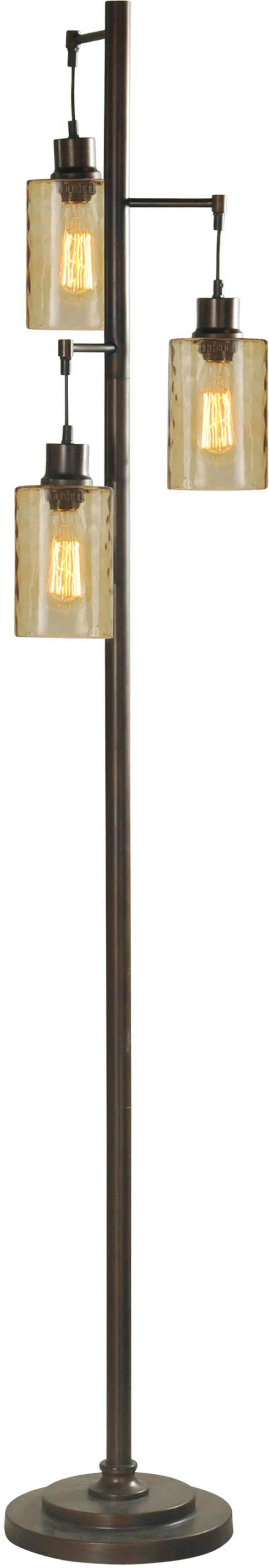 Bronze Floor Lamp with 3 Champagne Pendant Glass Shades-1