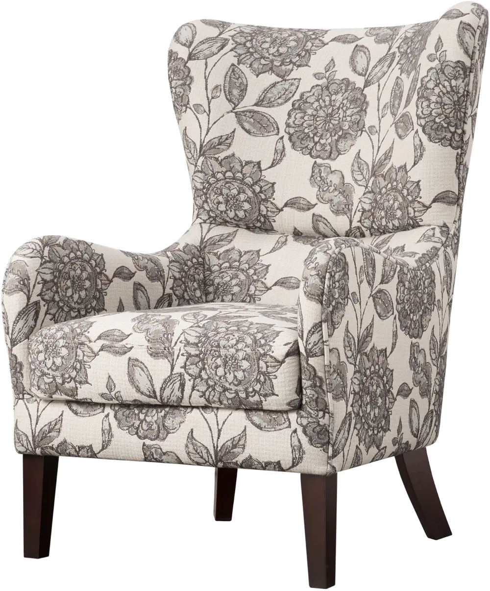 Arianna Multi Gray Patterned Swoop Wing Accent Chair-1