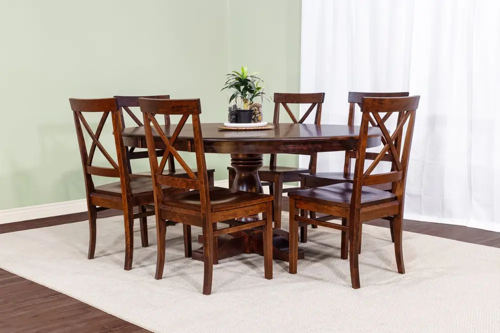 Cherry 5 Piece Dining Room Set with X Back Chairs - Abbey-1