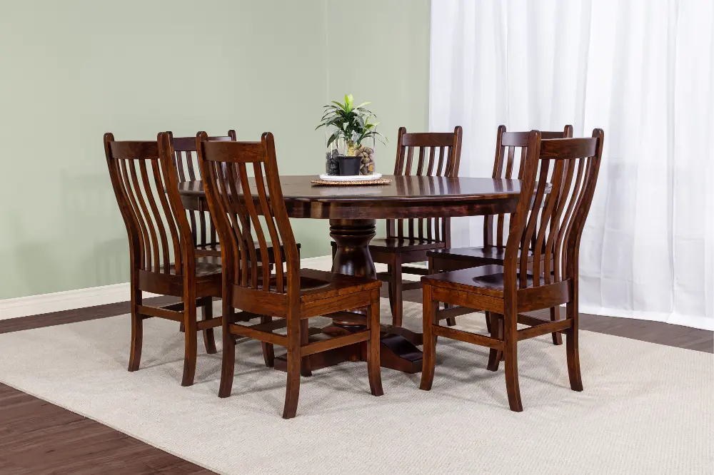 Cherry 5 Piece Dining Room Set with Slat Back Chairs - Abbey-1